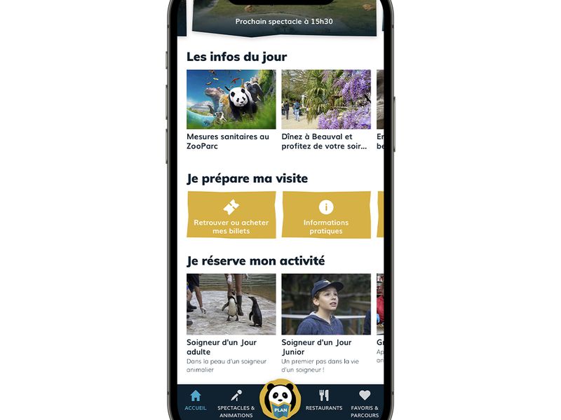 Page d'accueil - Application mobile du ZooParc de Beauval
