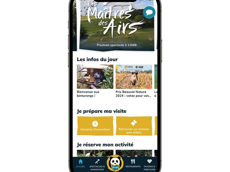 Page d'accueil - Application mobile du ZooParc de Beauval